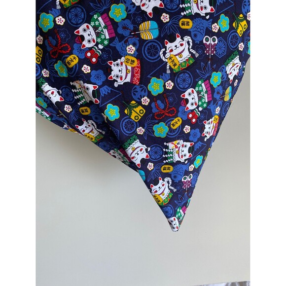 Navy Maneki-Neko Pattern Pillowcase | Handmade | 100% Cotton - Picture 3 of 4